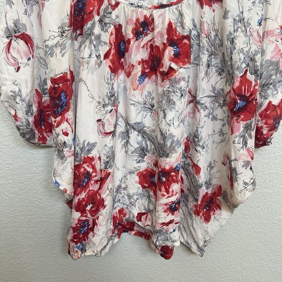 Cabi 399 Gypsy Size Large Watercolor Floral 100% Silk Flowy Dolman Blouse Top - Picture 8 of 10
